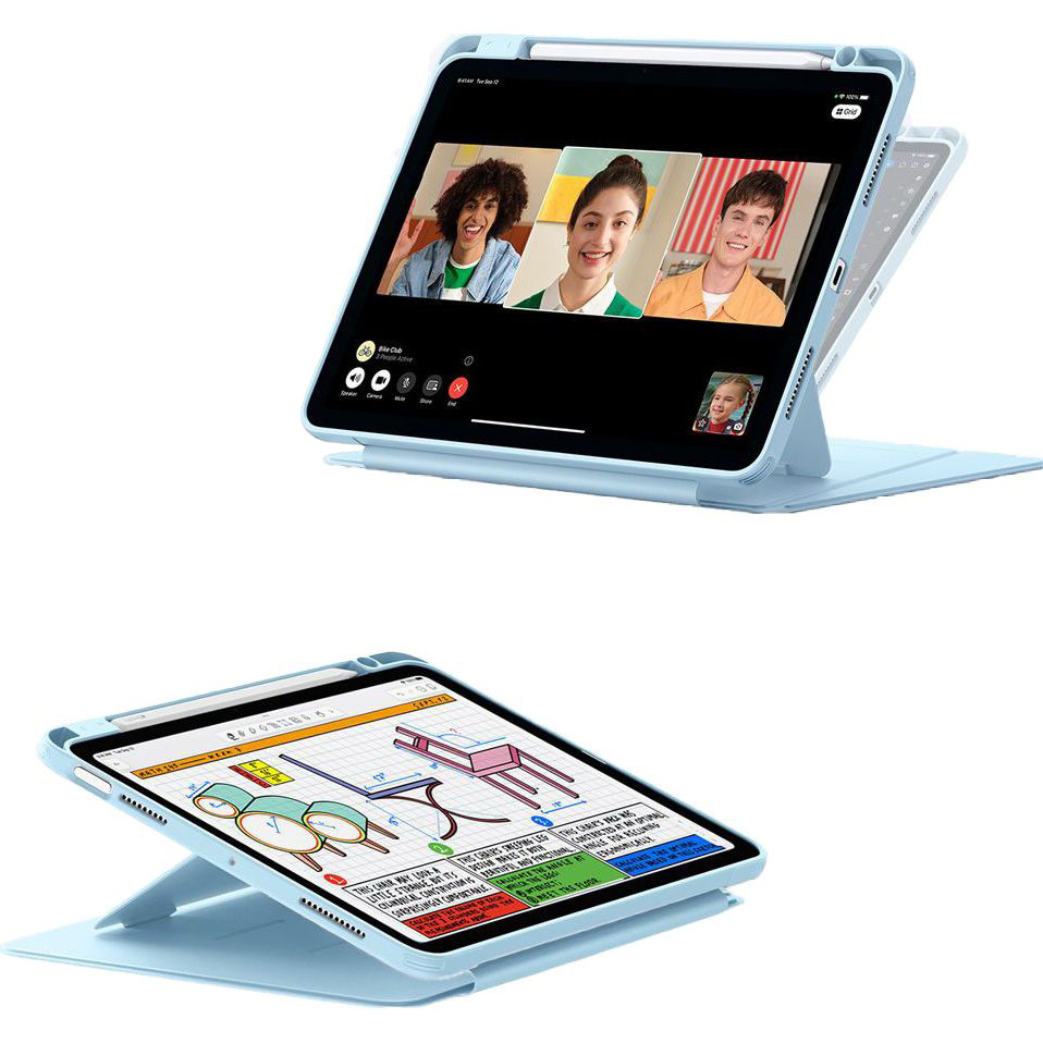Etui z klapką ESR Flip Hybrid do iPad Air 11" / 10.9" 2025/2024/2022/2020, błękitne. Smukła i lekka konstrukcja z klapką magnetyczną chroniącą ekran, automatyczne usypianie i wybudzanie